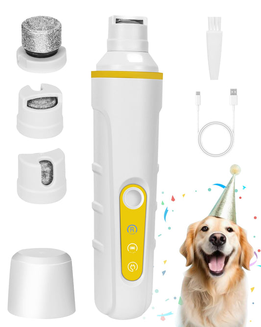 FURBONA Dog Nail Grinder with Enhanced LED Light – Super Quiet 2-Speed USB-C Rechargeable LED Smart Display 3 Grinding Options Pet Nail Trimmer for Dogs Cats and All Pet Sizes